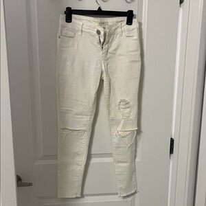 love, Fire Cream Distressed Ankle Jeans